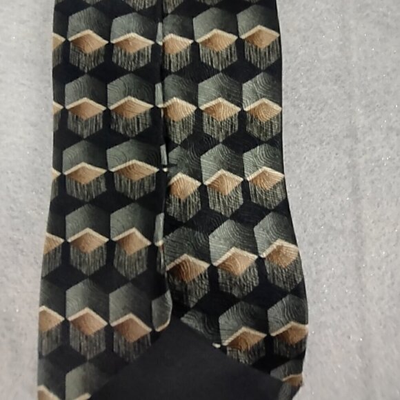 JF J Ferrar Mens Black, Cream, Tan, Green, 100% Silk Classic Business Neck Tie - Picture 7 of 9